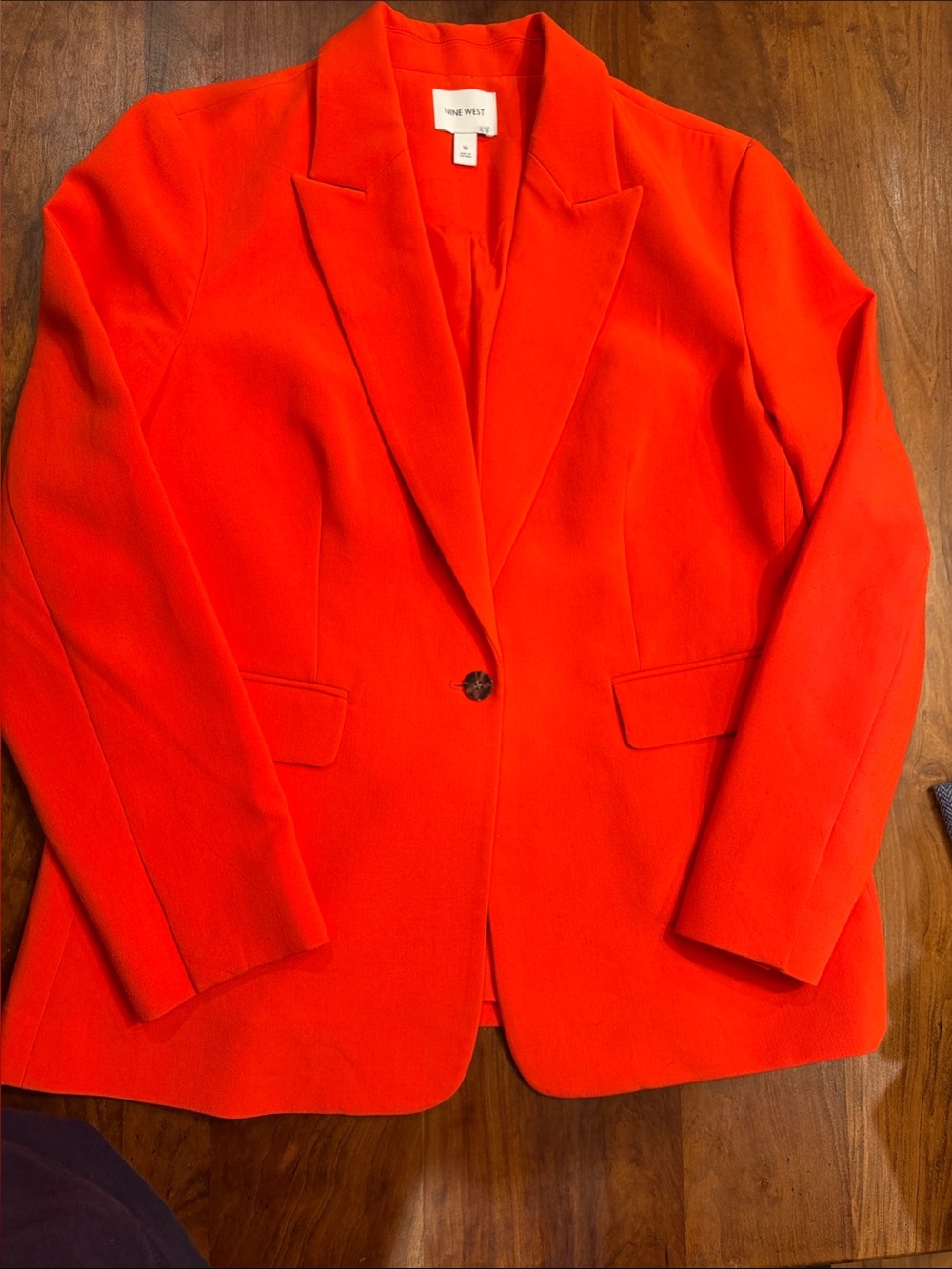 Nine West Bright Orange Single-Button Blazer